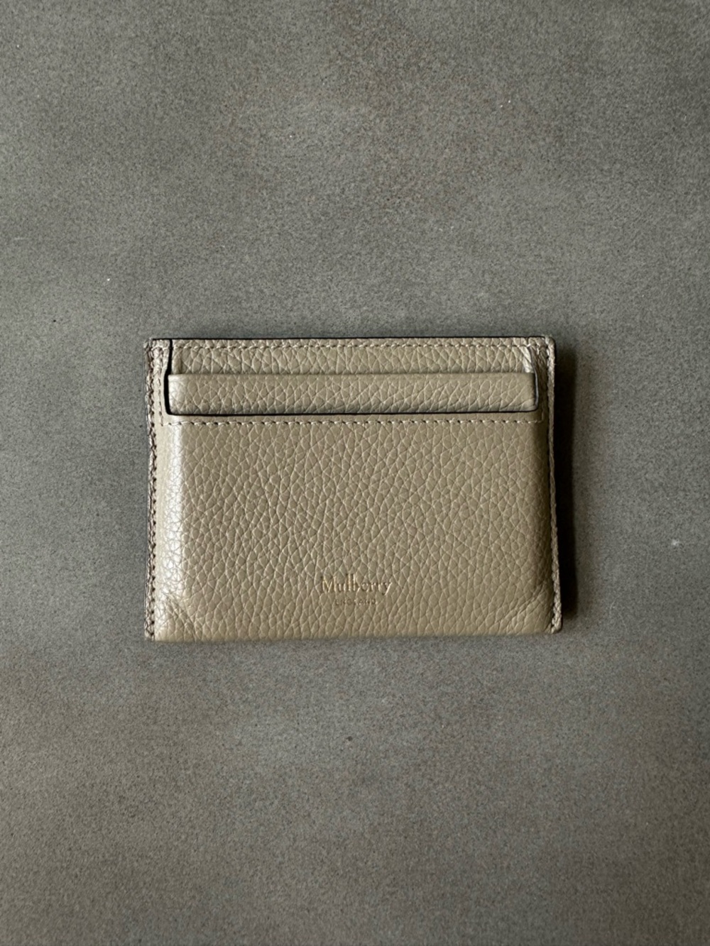 Mulberry Pebbled Leather Card Holder in Taupe